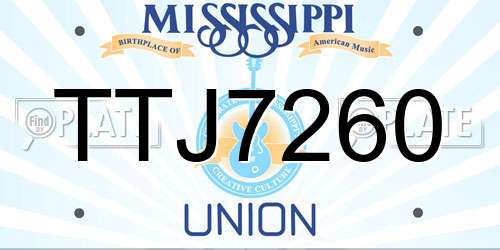 TTJ7260 Mississippi License Plate