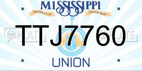 TTJ7760 Mississippi License Plate