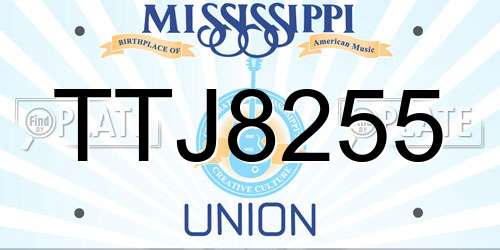 TTJ8255 Mississippi License Plate