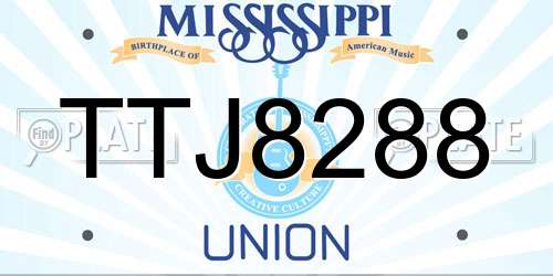 TTJ8288 Mississippi License Plate