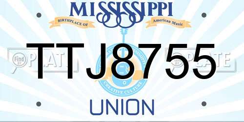 TTJ8755 Mississippi License Plate