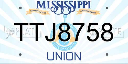 TTJ8758 Mississippi License Plate