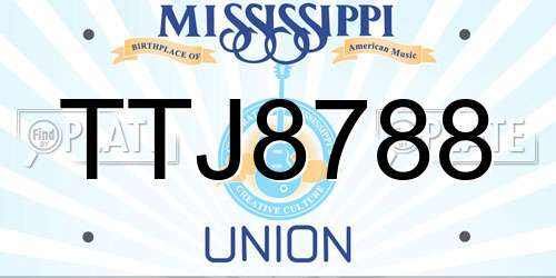 TTJ8788 Mississippi License Plate