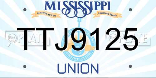 TTJ9125 Mississippi License Plate