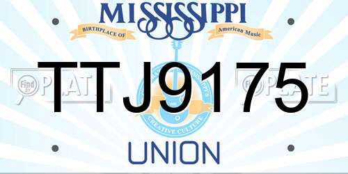 TTJ9175 Mississippi License Plate
