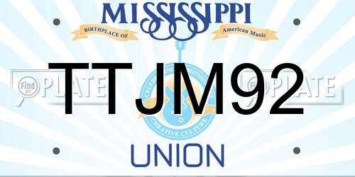 TTJM92 Mississippi License Plate