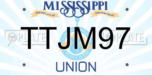 TTJM97 Mississippi License Plate