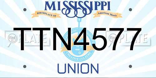TTN4577 Mississippi License Plate