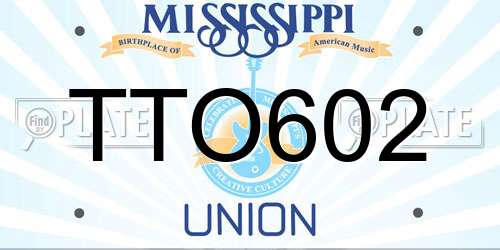 TTO602 Mississippi License Plate