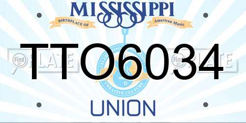 TTO6034 Mississippi License Plate