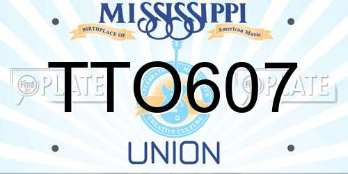 TTO607 Mississippi License Plate