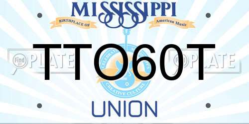 TTO60T Mississippi License Plate