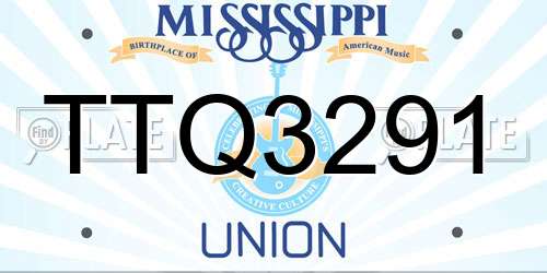 TTQ3291 Mississippi License Plate