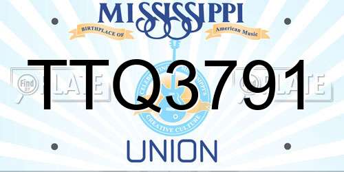 TTQ3791 Mississippi License Plate