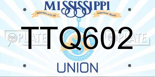 TTQ602 Mississippi License Plate