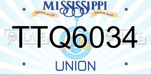 TTQ6034 Mississippi License Plate