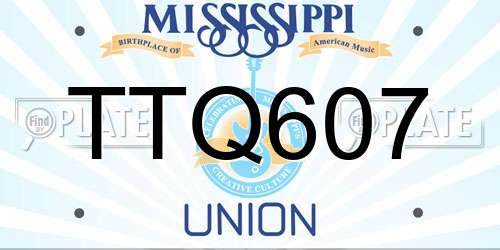 TTQ607 Mississippi License Plate