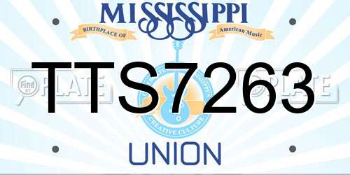 TTS7263 Mississippi License Plate