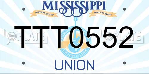 TTT0552 Mississippi License Plate