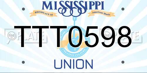 TTT0598 Mississippi License Plate