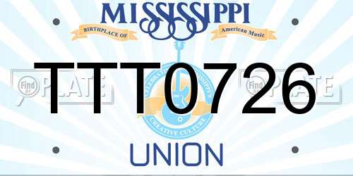 TTT0726 Mississippi License Plate