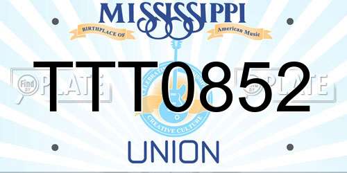 TTT0852 Mississippi License Plate