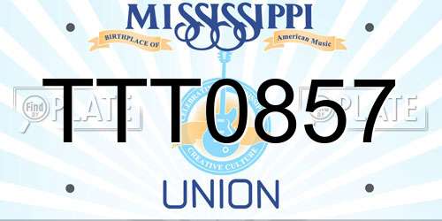 TTT0857 Mississippi License Plate