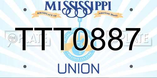 TTT0887 Mississippi License Plate