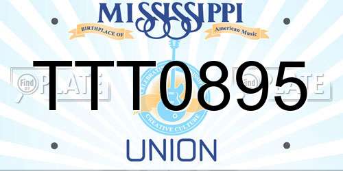 TTT0895 Mississippi License Plate