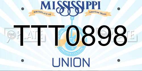 TTT0898 Mississippi License Plate