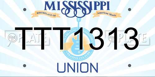 TTT1313 Mississippi License Plate