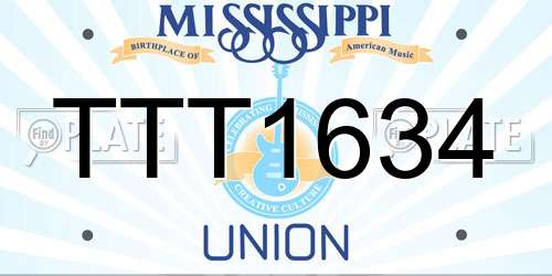 TTT1634 Mississippi License Plate