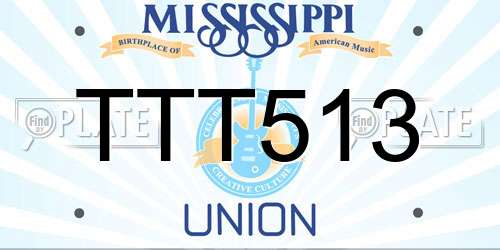 TTT513 Mississippi License Plate
