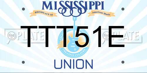 TTT51E Mississippi License Plate