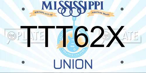 TTT62X Mississippi License Plate
