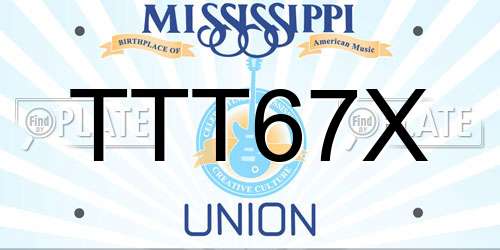 TTT67X Mississippi License Plate