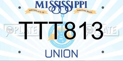 TTT813 Mississippi License Plate