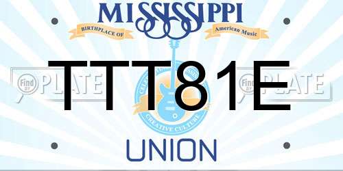 TTT81E Mississippi License Plate