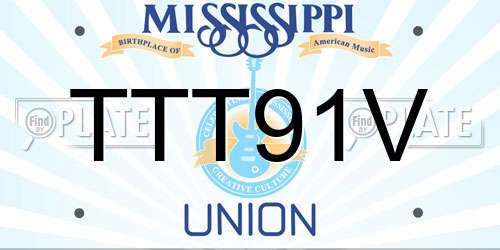 TTT91V Mississippi License Plate