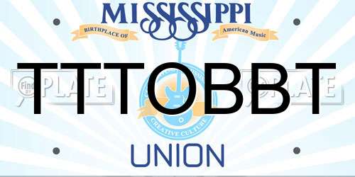 TTTOBBT Mississippi License Plate