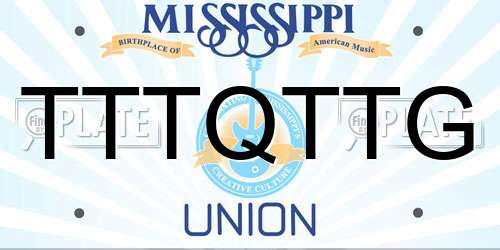 TTTQTTG Mississippi License Plate