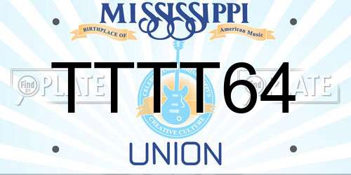 TTTT64 Mississippi License Plate