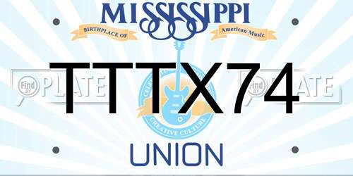 TTTX74 Mississippi License Plate