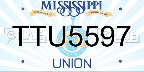 TTU5597 Mississippi License Plate