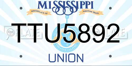 TTU5892 Mississippi License Plate