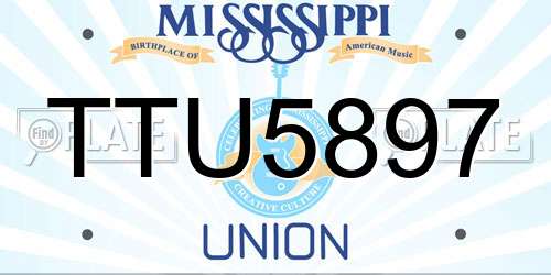 TTU5897 Mississippi License Plate