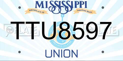TTU8597 Mississippi License Plate