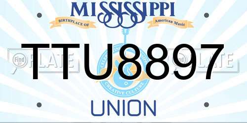 TTU8897 Mississippi License Plate