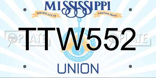 TTW552 Mississippi License Plate