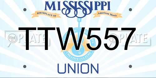 TTW557 Mississippi License Plate